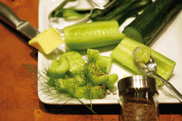 Geschmorte Gurke - Brasch Salat-Sauce